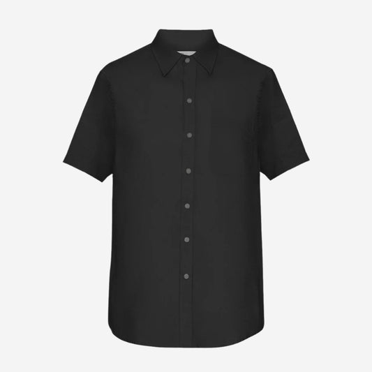 Linen Short-Sleeve Shirt - Deep Black