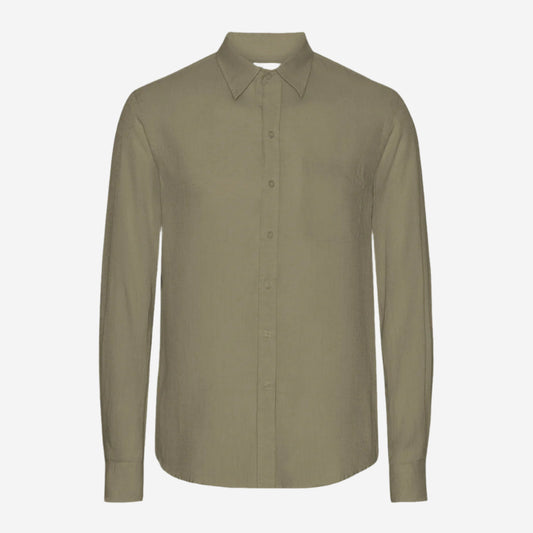 Linen Long-Sleeve Shirt - Dusty Olive