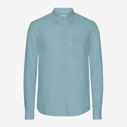 Linen Long-Sleeve Shirt - Steel Blue