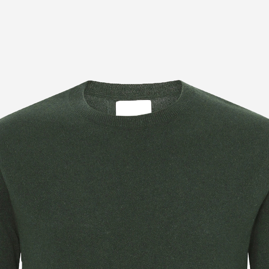 Light Merino Wool Crew Sweater - Emerald Green