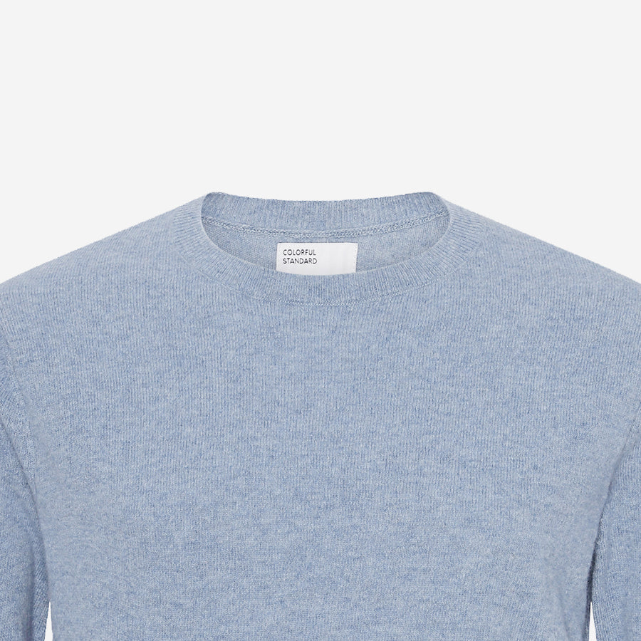 Light Merino Wool Crew Sweater - Polar Blue