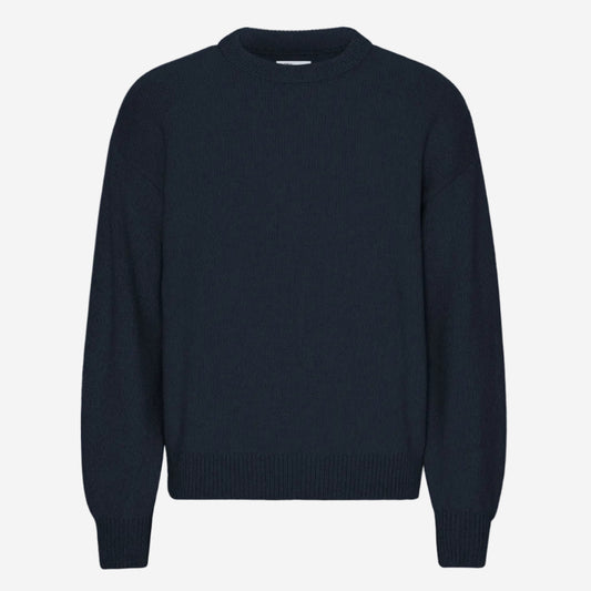 Oversized Merino Wool Crew - Navy Blue