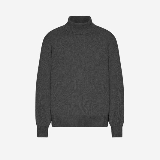 Merino Wool Turtleneck - Lava Grey