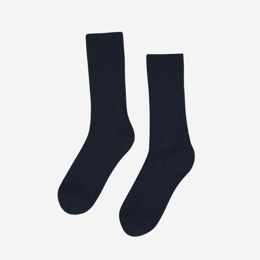 Merino Wool Blend Crew Socks - Navy Blue