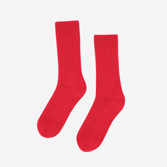 Merino Wool Blend Crew Socks - Red Tangerine