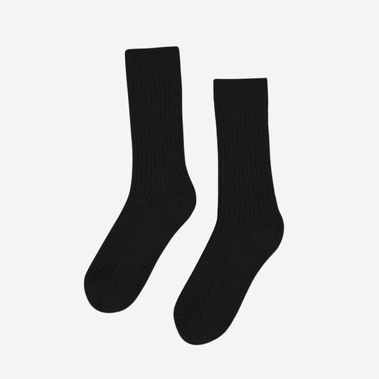 Merino Wool Blend Crew Socks - Deep Black
