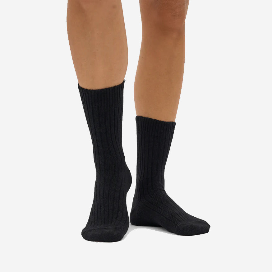 Merino Wool Blend Crew Socks - Ivory White