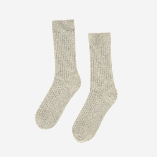 Merino Wool Blend Crew Socks - Ivory White