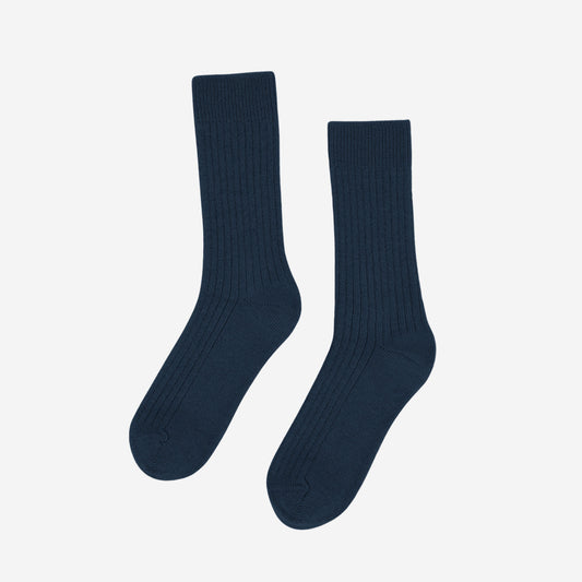 Merino Wool Blend Crew Socks - Petrol Blue