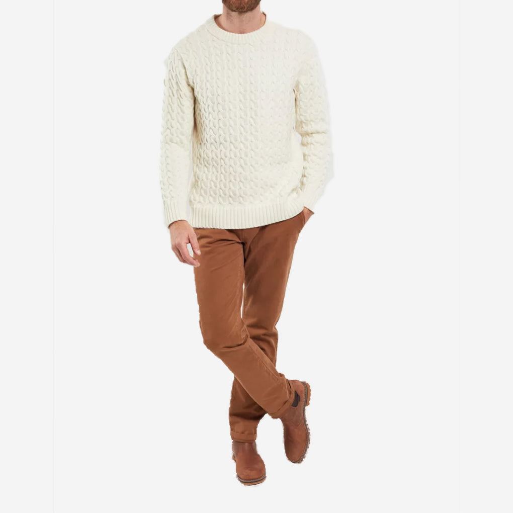 Cable Knit Fisherman Wool Sweater - Natural