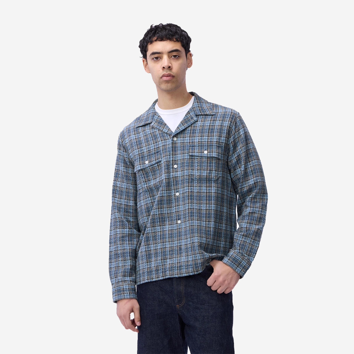 Camp Dobby Plaid Shirt - Blue