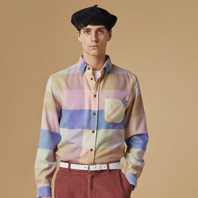 Portuguese Flannel - Carousel Big Check Flannel Shirt - Pastel