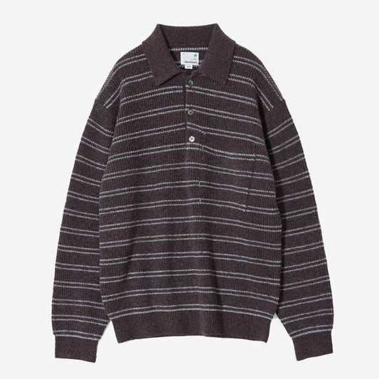 Casey Border W/C Knit Polo - Mélange Brown
