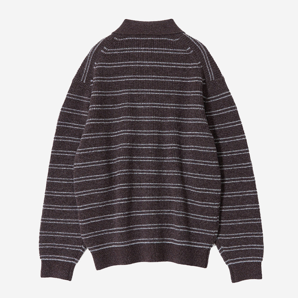 Casey Border W/C Knit Polo - Mélange Brown