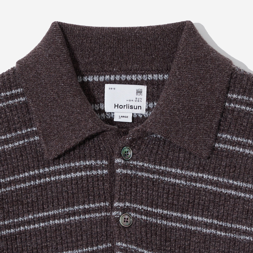 Casey Border W/C Knit Polo - Mélange Brown