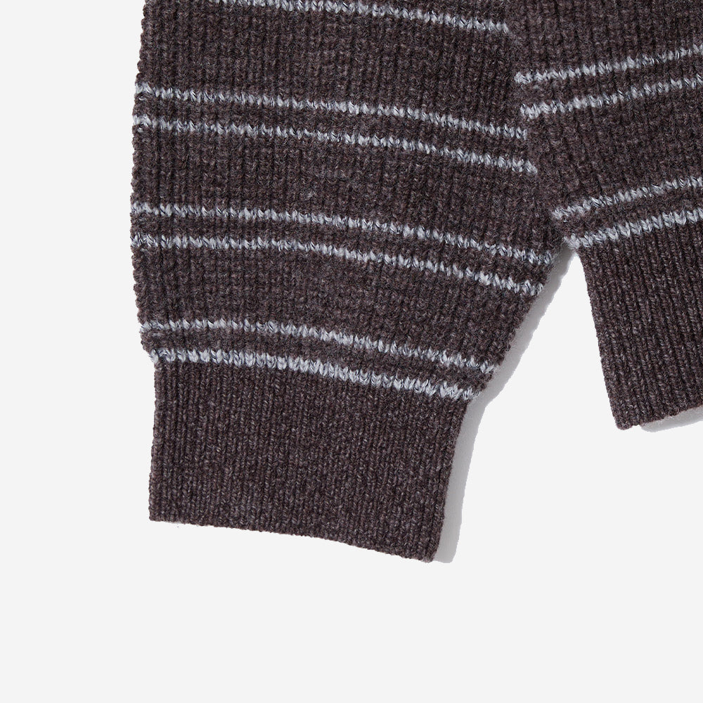 Casey Border W/C Knit Polo - Mélange Brown
