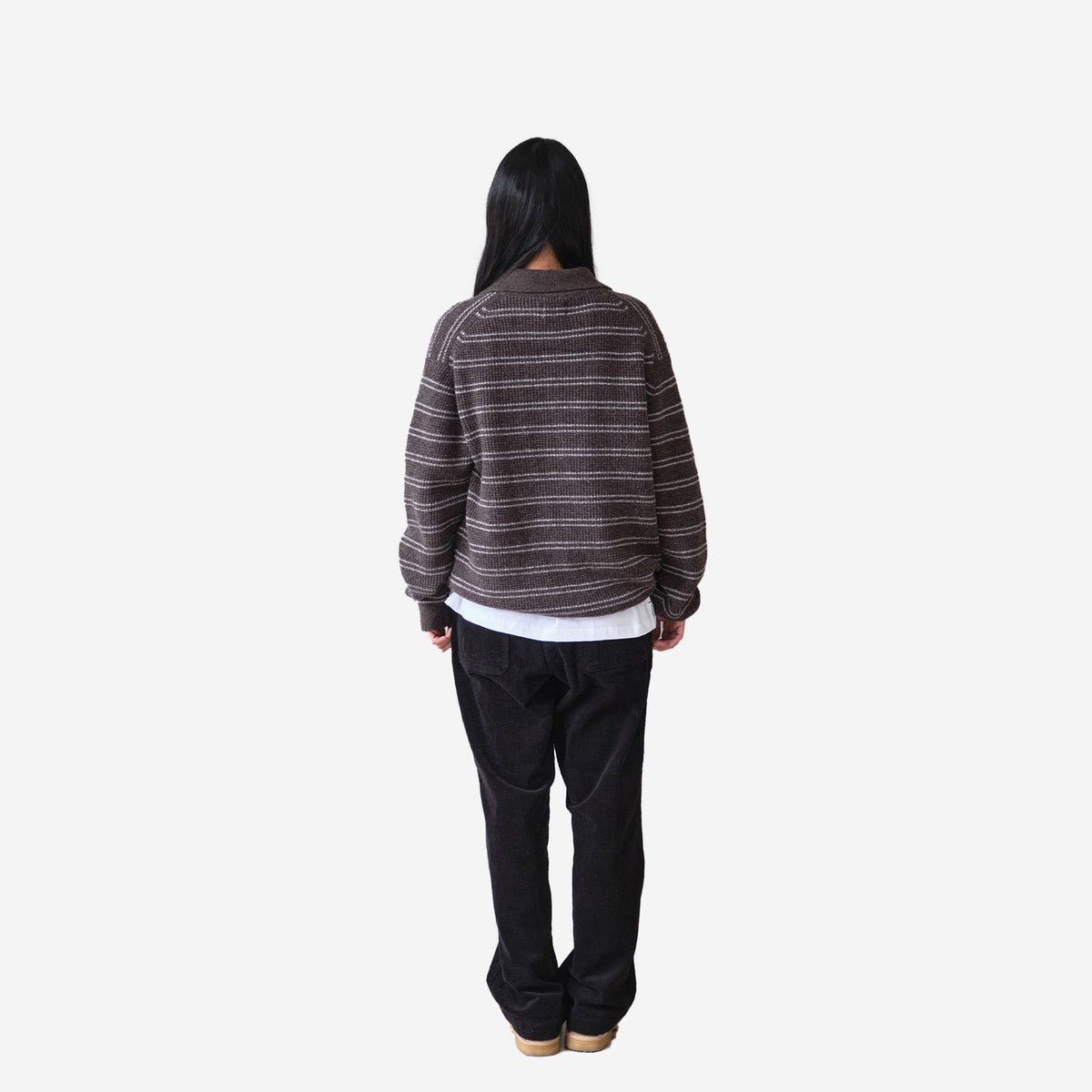 Casey Border W/C Knit Polo - Mélange Brown