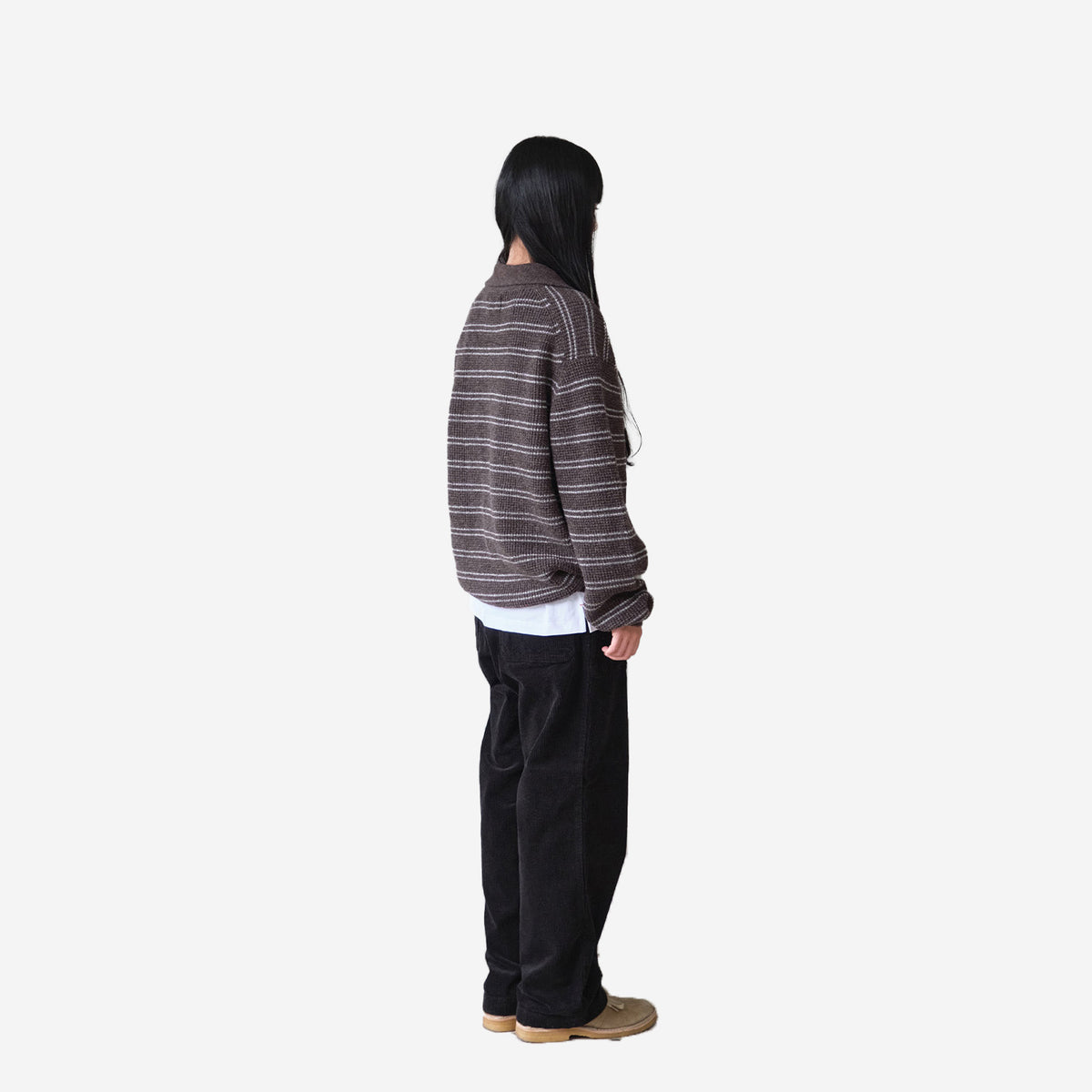 Casey Border W/C Knit Polo - Mélange Brown