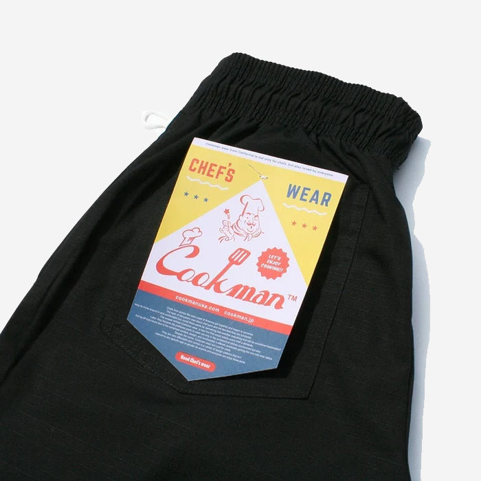 Chef Shorts Front Pocket - Black Ripstop