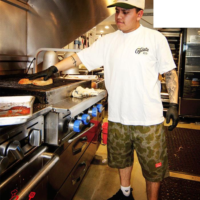 Chef Shorts Front Pocket -  Raindrop Camo Green