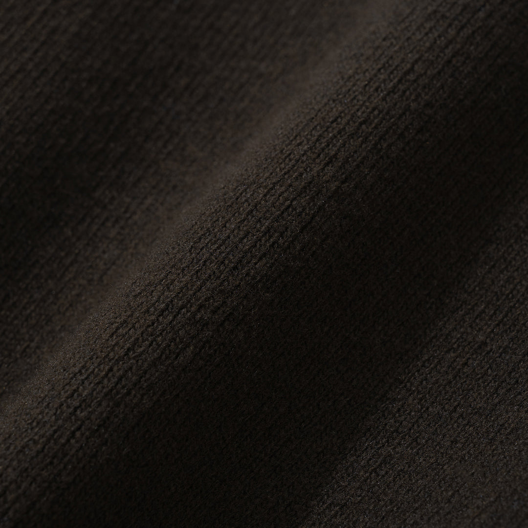 Chunky Yarn Heavy Wool Cardigan - Dark Brown