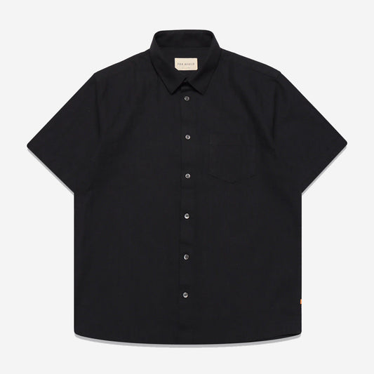 Classic Herringbone Twill S/S Shirt - Meteorite Black