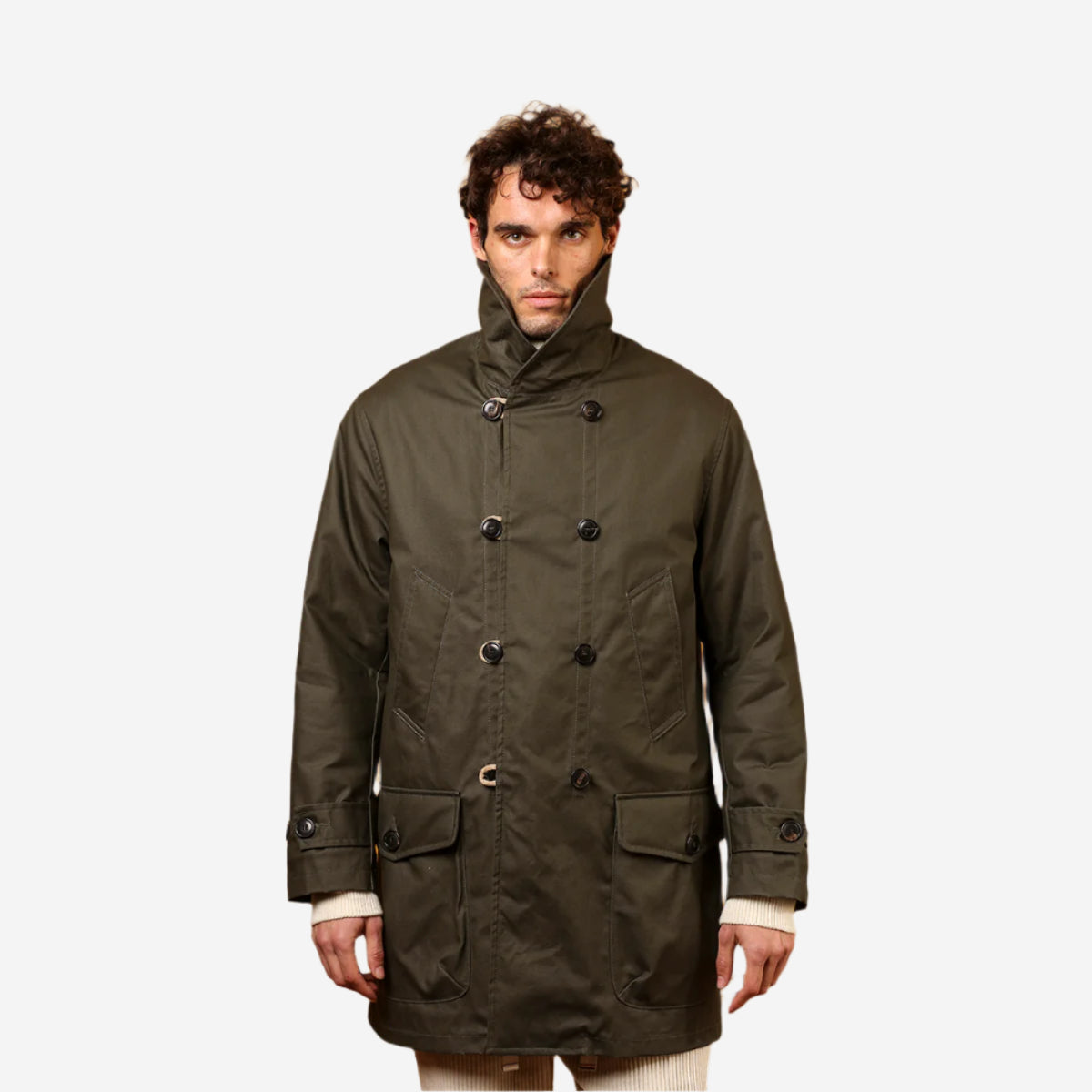 Clayton Double Breasted Sports Coat - Olive Green