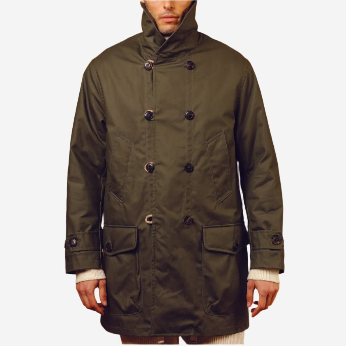 Clayton Double Breasted Sports Coat - Olive Green