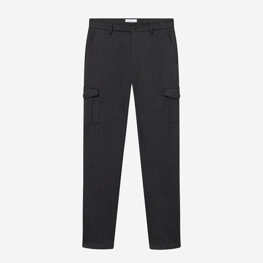 Como Regular Cargo Herringbone Pants - Charcoal Melange