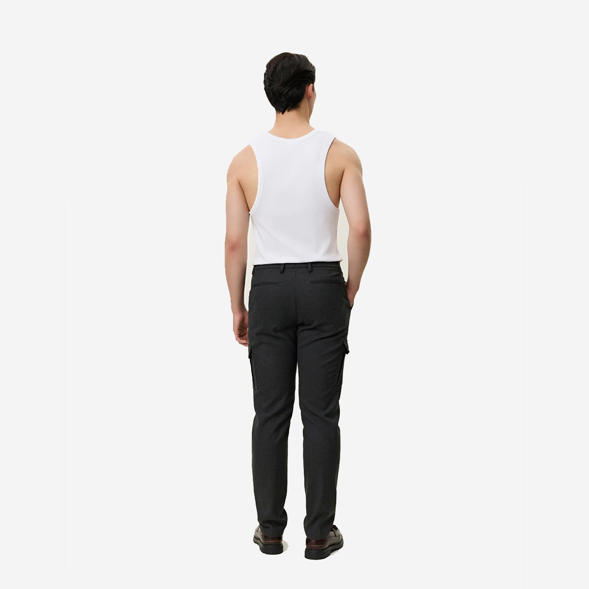 Como Regular Cargo Herringbone Pants - Charcoal Melange
