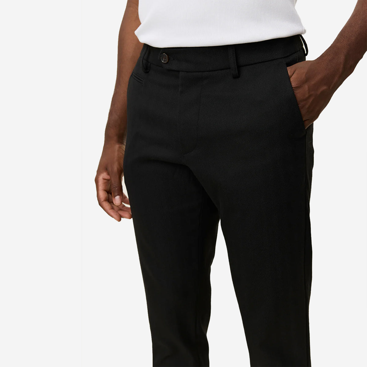 Como Herringbone Suit Pants - Black