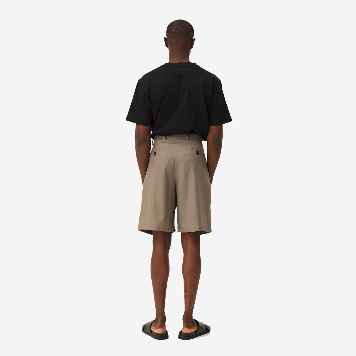 Como Pleated Loose Wool Shorts - Stone