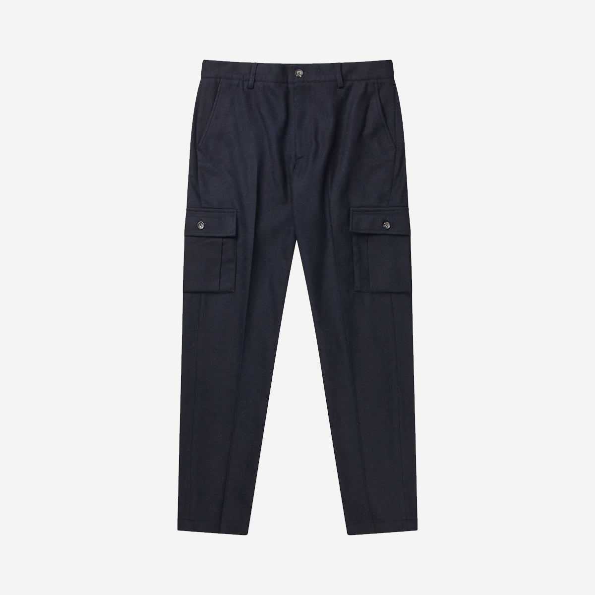 Como Regular Wool Cargo Suit Pants - Dark Navy Melange