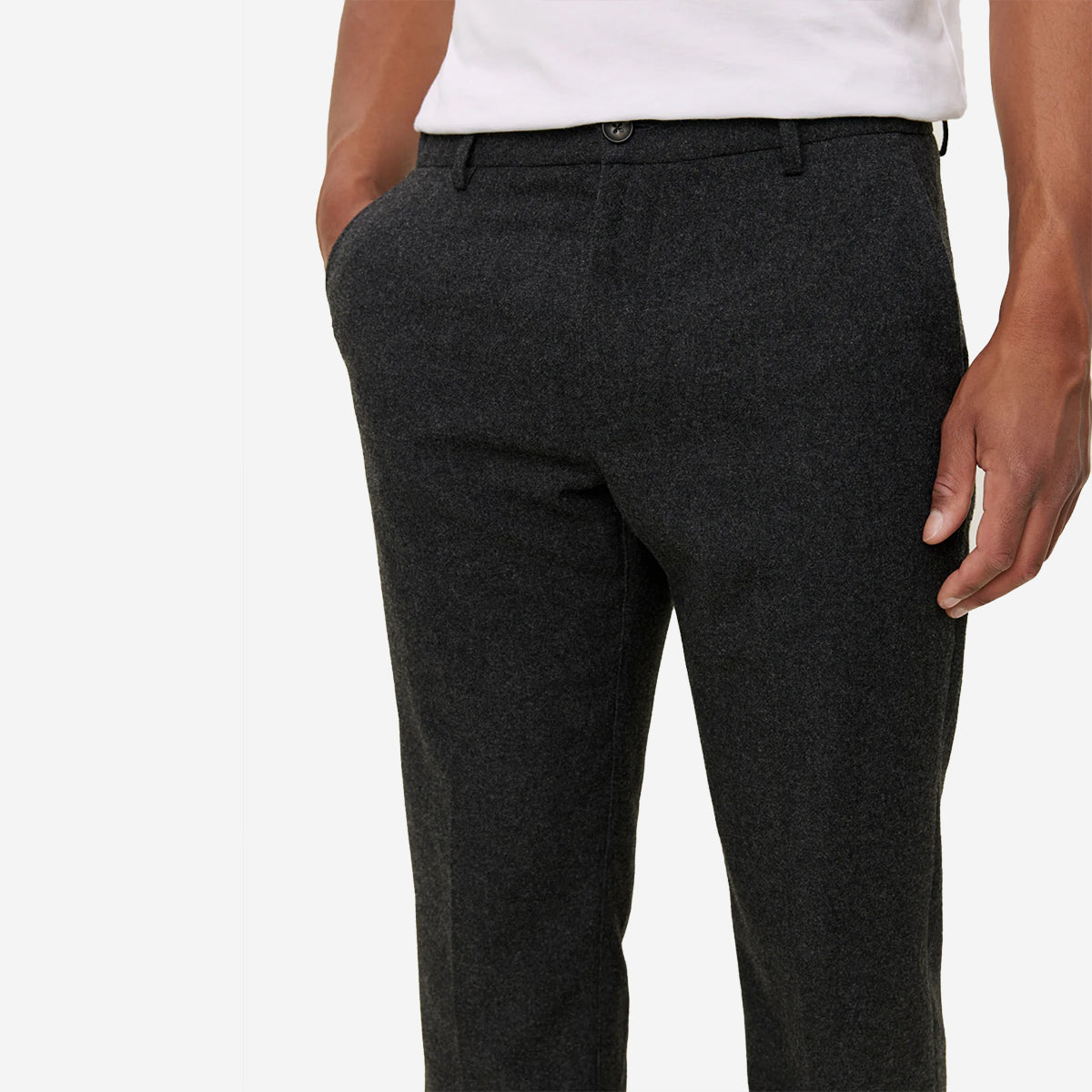 Como Regular Wool Suit Pants - Charcoal Melange