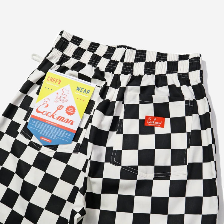 Chef Shorts Front Pocket - Black Checker
