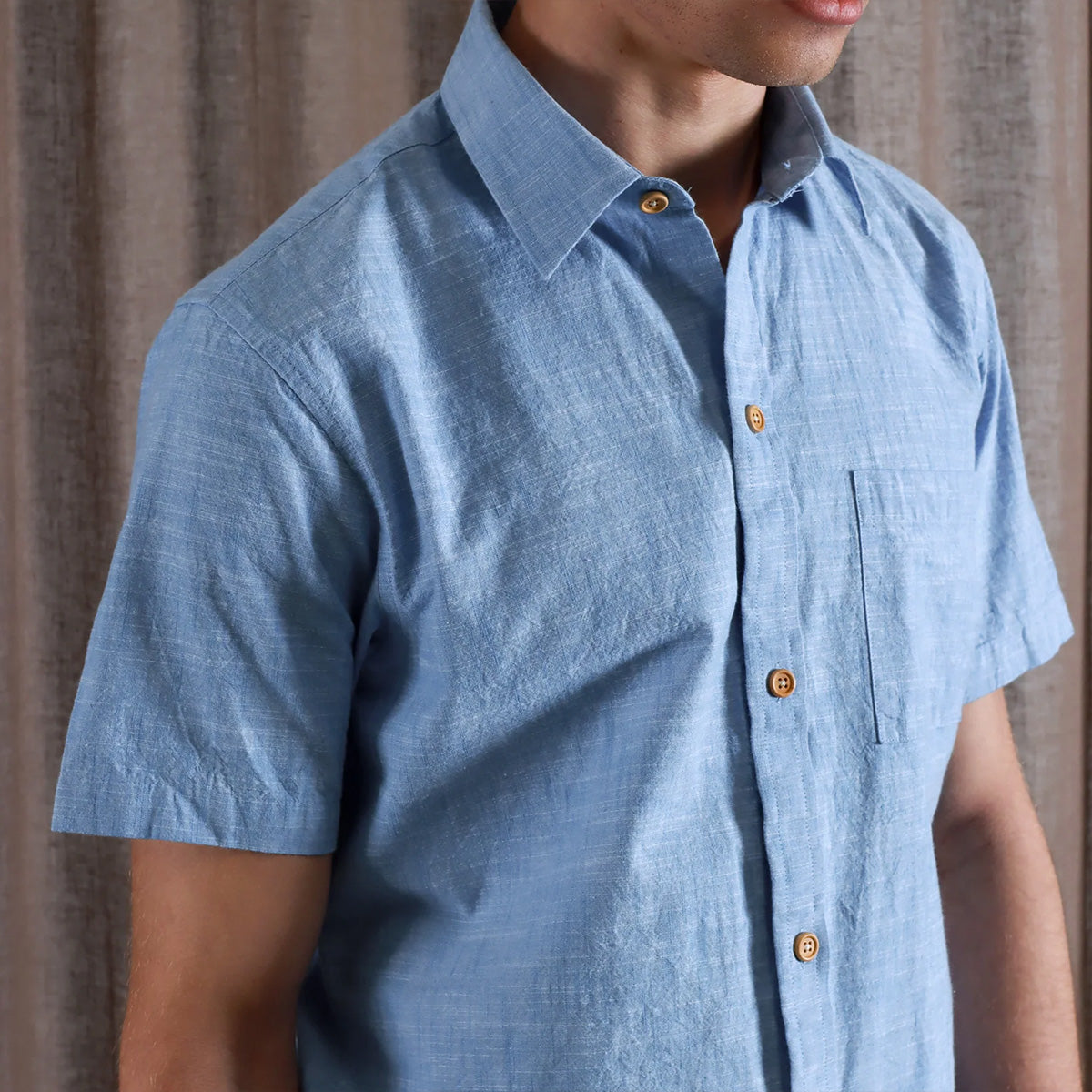 Costa Chambray Slub S/S Shirt - Allure Blue