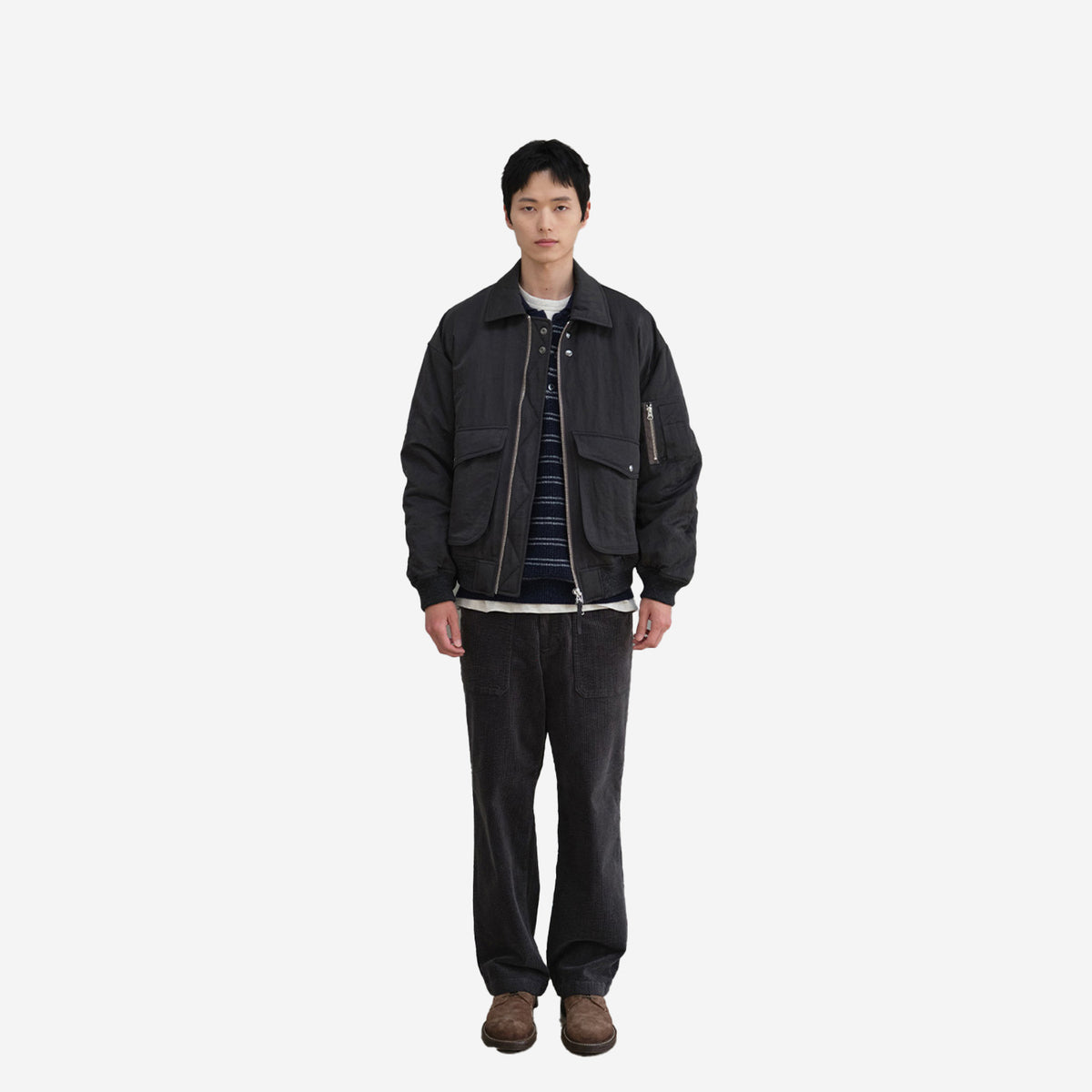 Cove Corduroy Loose Pants - Charcoal