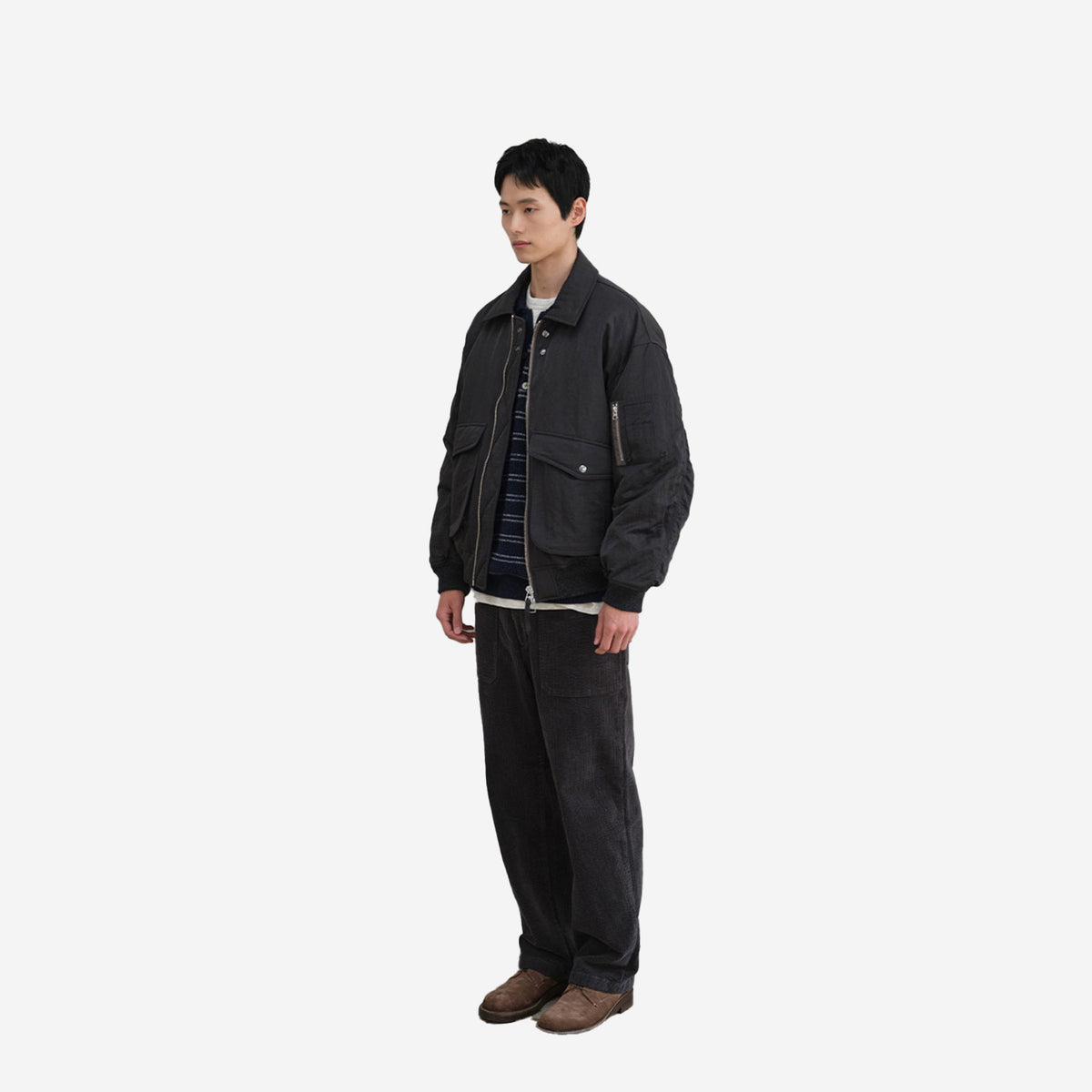 Cove Corduroy Loose Pants - Charcoal