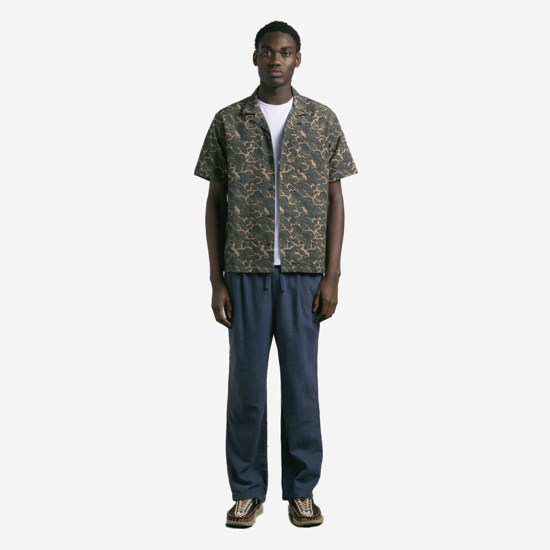 Crammond Textured S/S Vacation Shirt - Olive Landscape