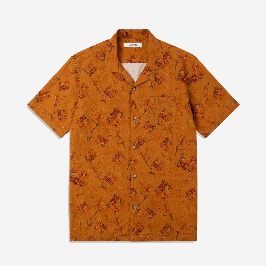 Crammond Textured S/S Vacation Shirt - Orange Floral