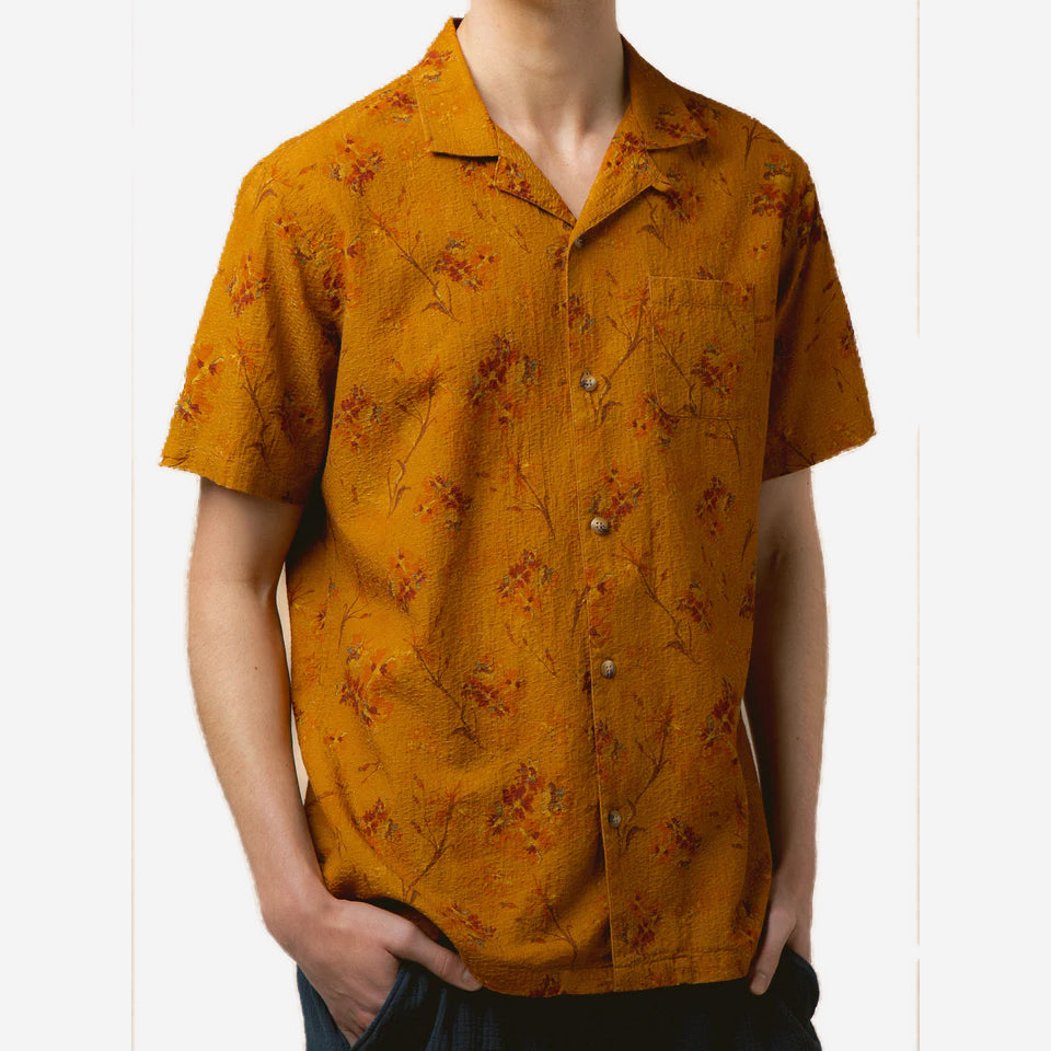 Crammond Textured S/S Vacation Shirt - Orange Floral