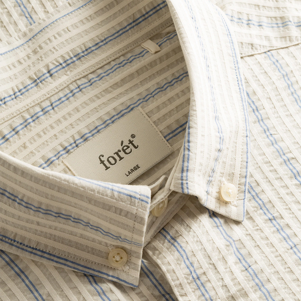 Crest Dove Seersucker Shirt - Blue Stripe