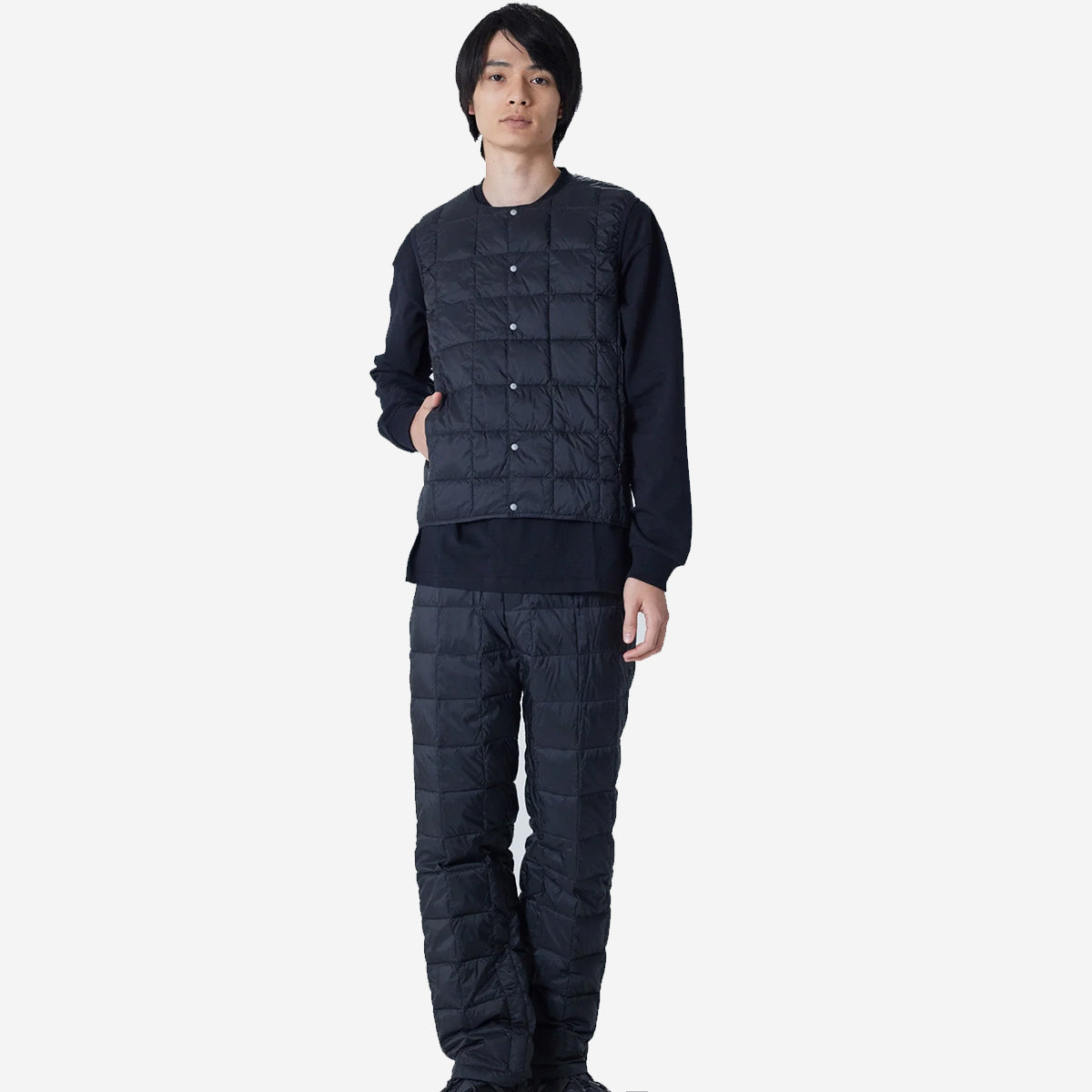 Crew Neck Button Down Vest - Storm Tie-Dye