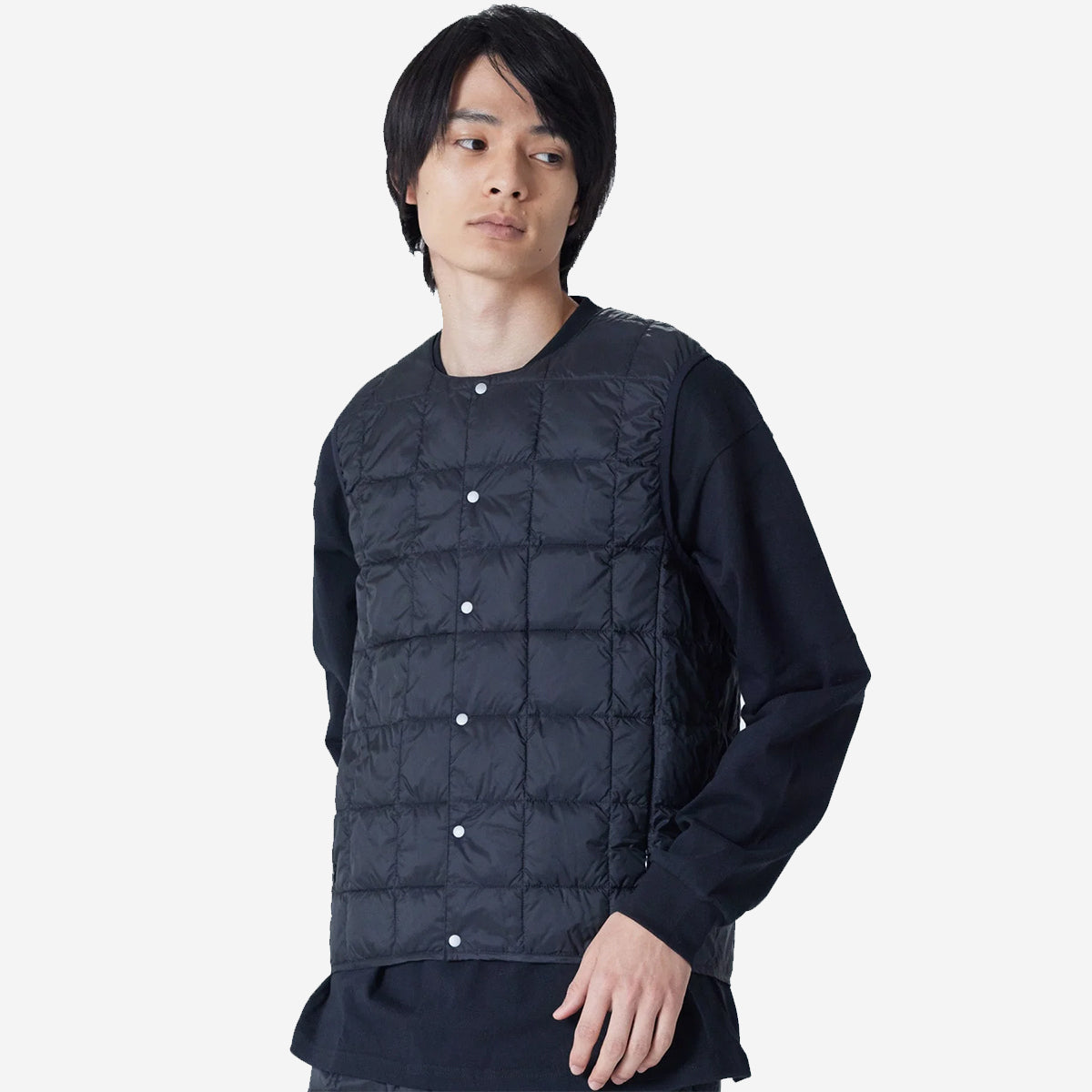 Crew Neck Button Down Vest - Storm Tie-Dye