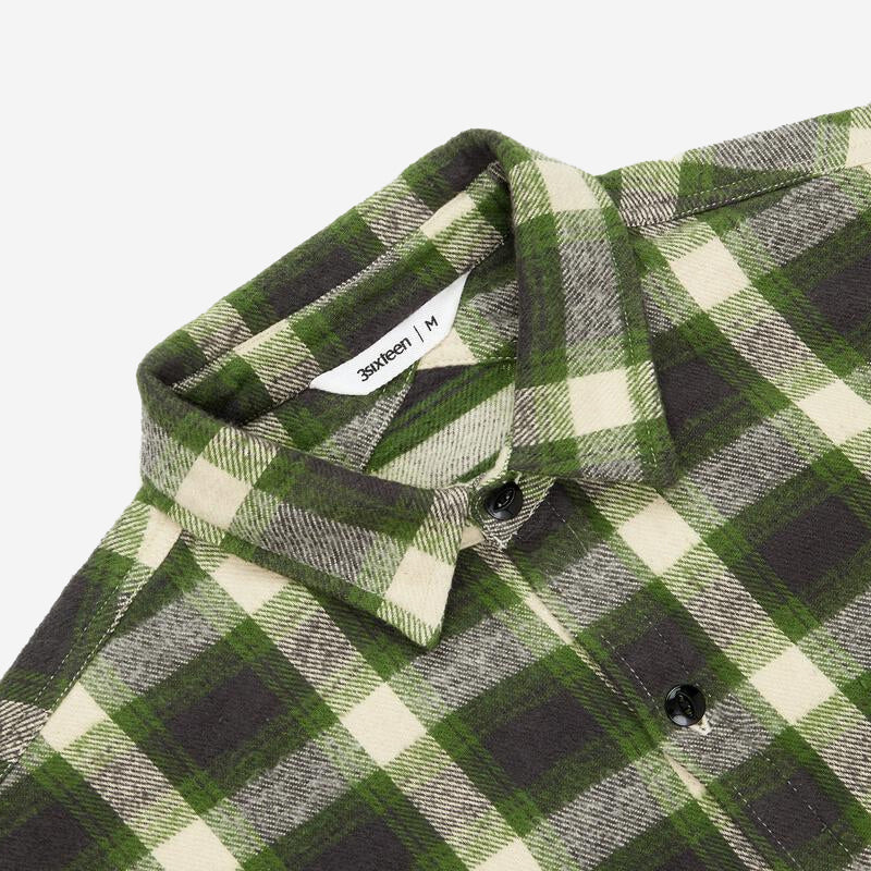 Crosscut Flannel Shirt - Emerald Shaggy