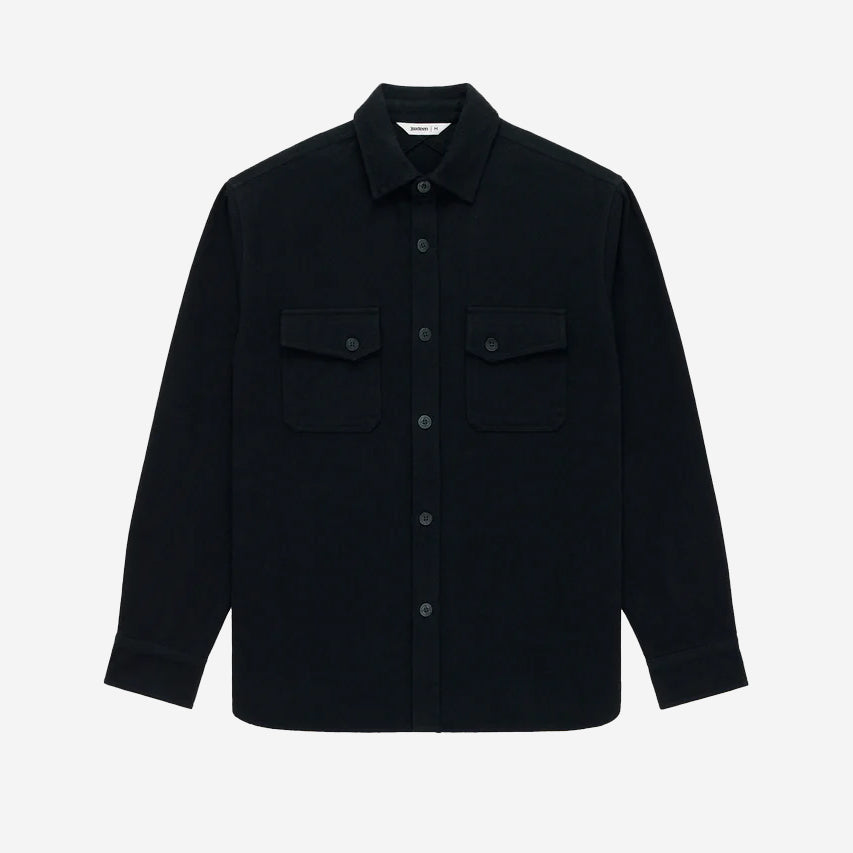 Crosscut Flannel Shirt - Black Cotton Twill