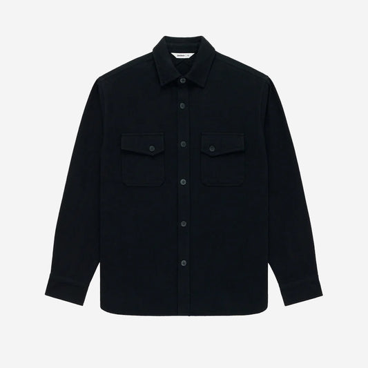 Crosscut Flannel Shirt - Black Cotton Twill