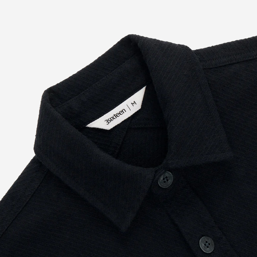 Crosscut Flannel Shirt - Black Cotton Twill