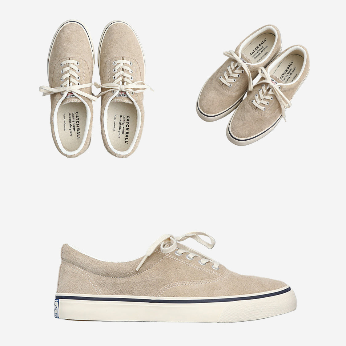 D-02 Suede Military Deck Shoes - Beige