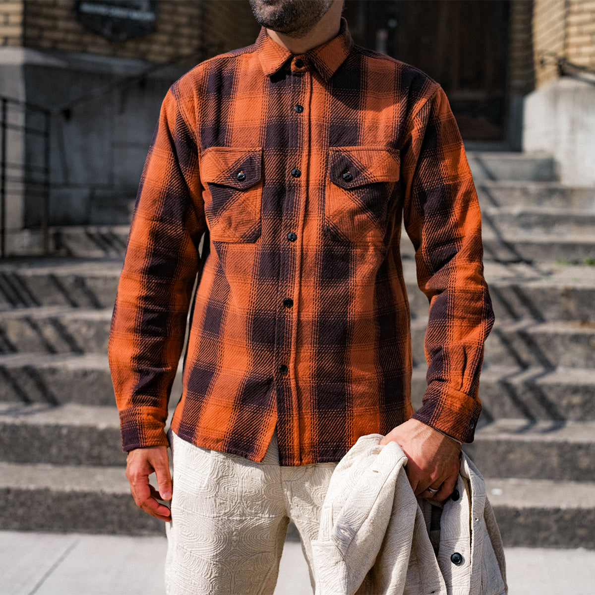 Crosscut Flannel Shirt - Rust Twill Plaid
